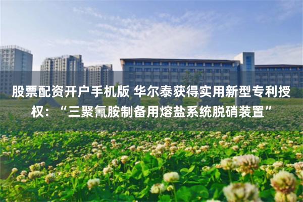 股票配资开户手机版 华尔泰获得实用新型专利授权：“三聚氰胺制备用熔盐系统脱硝装置”