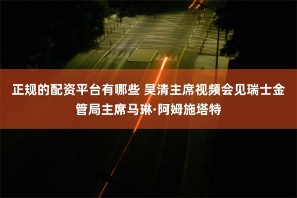 正规的配资平台有哪些 吴清主席视频会见瑞士金管局主席马琳·阿姆施塔特