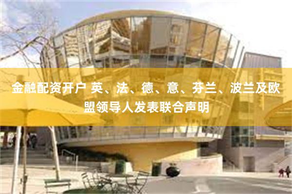 金融配资开户 英、法、德、意、芬兰、波兰及欧盟领导人发表联合声明