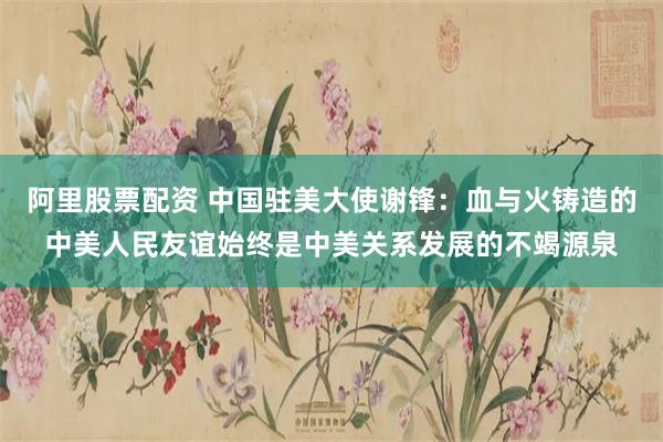 阿里股票配资 中国驻美大使谢锋：血与火铸造的中美人民友谊始终是中美关系发展的不竭源泉